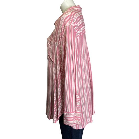 torrid Pink & White Striped Tie-Front Button Down Shirt - Picture 9 of 15